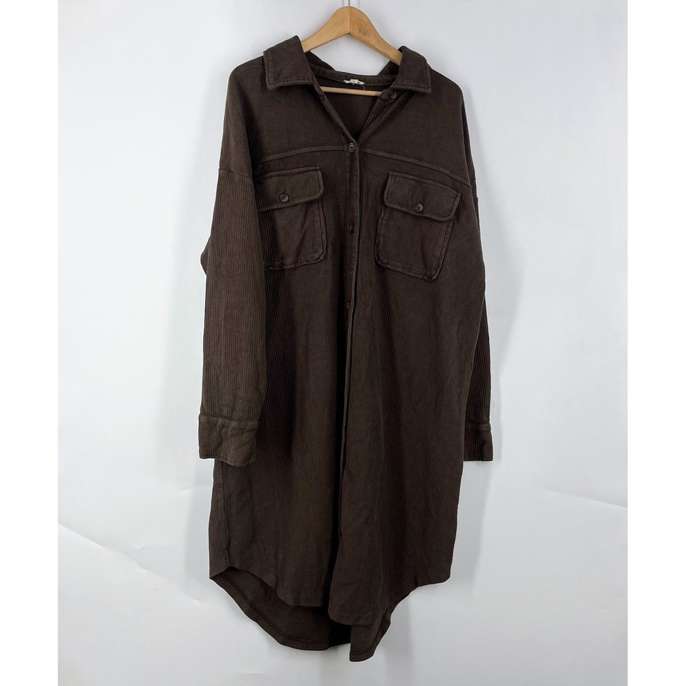 Pilcro Anthropologie Corduroy Oversized Shacket Button Down Shirt Jacket Size XL